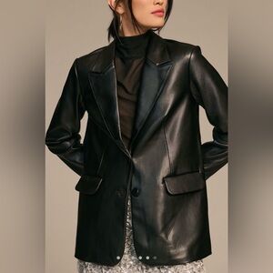 Good American Faux Leather Blazer